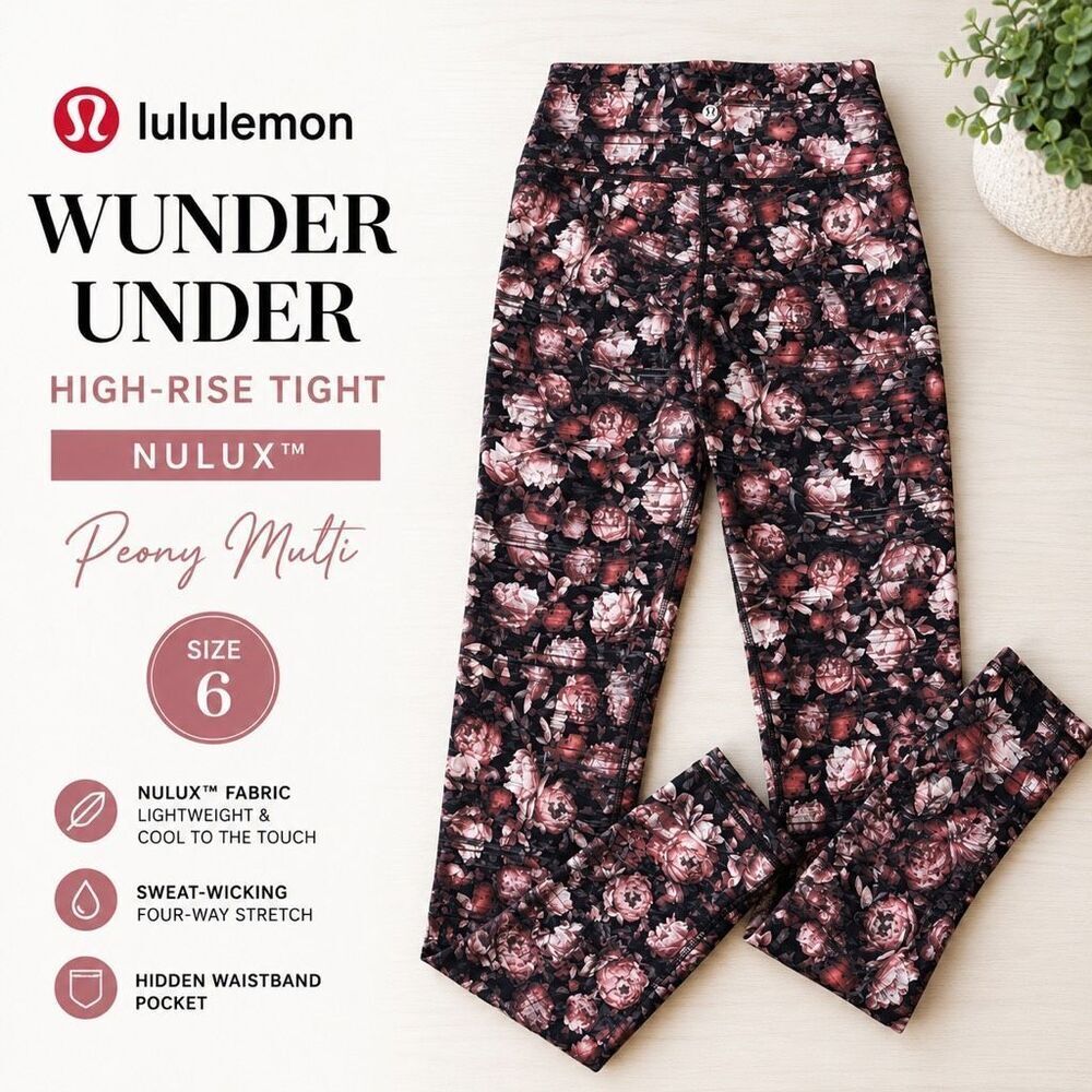 Lululemon Wunder Under High-Rise Tight Nulux Peony Multi Floral Leggings Size 6